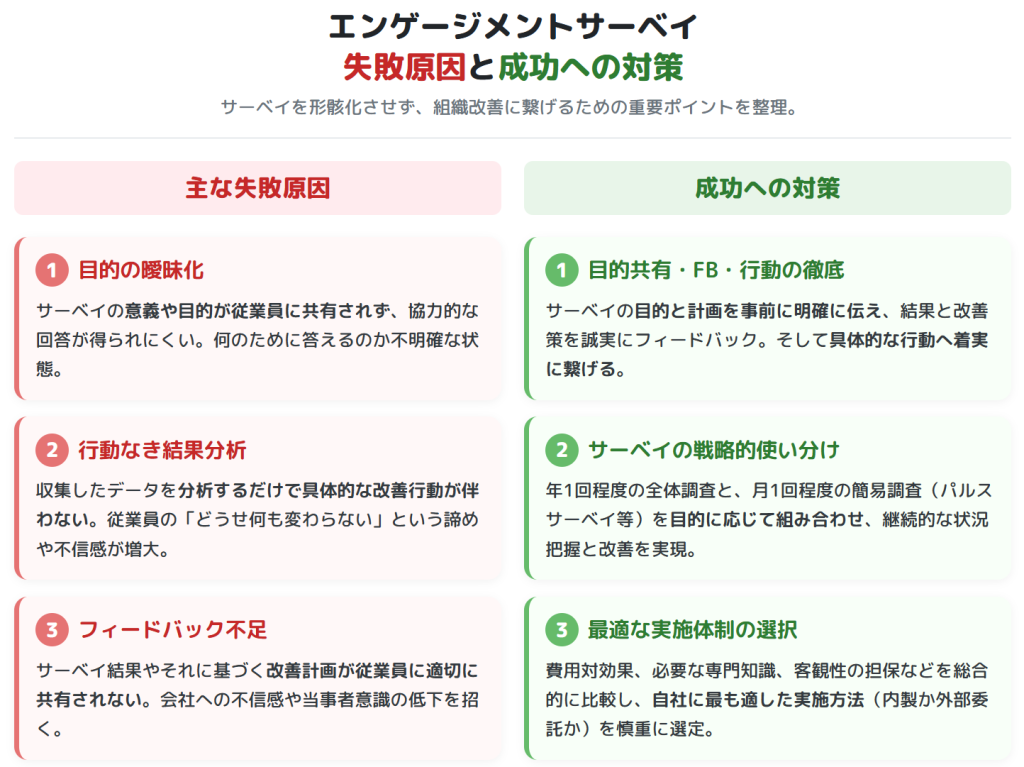 エンゲージメントサーベイが失敗する原因と対策